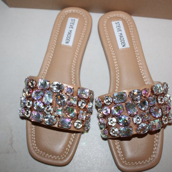 STEVE MADDEN MALINA RHINESTONE SANDALS SLIDES 8 - Picture 4 of 6